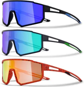 3PACK Kids Sunglasses for 6-14 Boys Girls, Youth Baseball and Cycling UV400 Protection Goggles