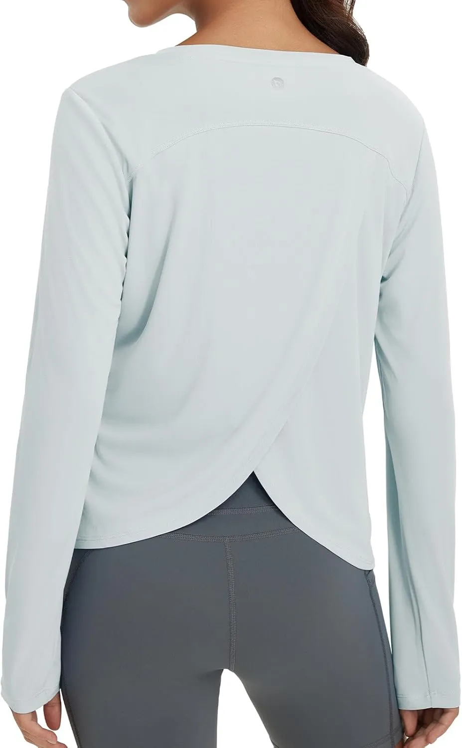 baleaf Women's Long Sleeve Workout Tops Athletic Shirts Split Back Running Gym Quick Dry Sun Protection UPF 50 