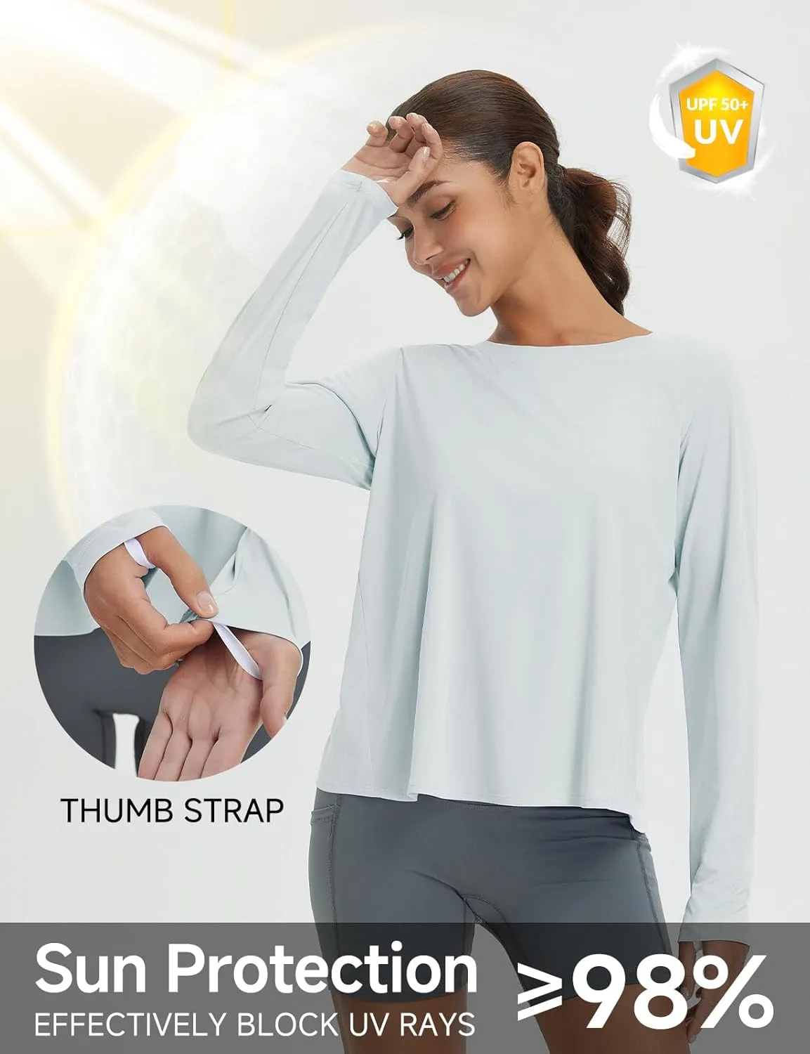 baleaf Women's Long Sleeve Workout Tops Athletic Shirts Split Back Running Gym Quick Dry Sun Protection UPF 50 