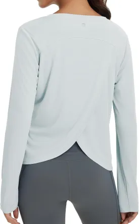baleaf Women's Long Sleeve Workout Tops Athletic Shirts Split Back Running Gym Quick Dry Sun Protection UPF 50 