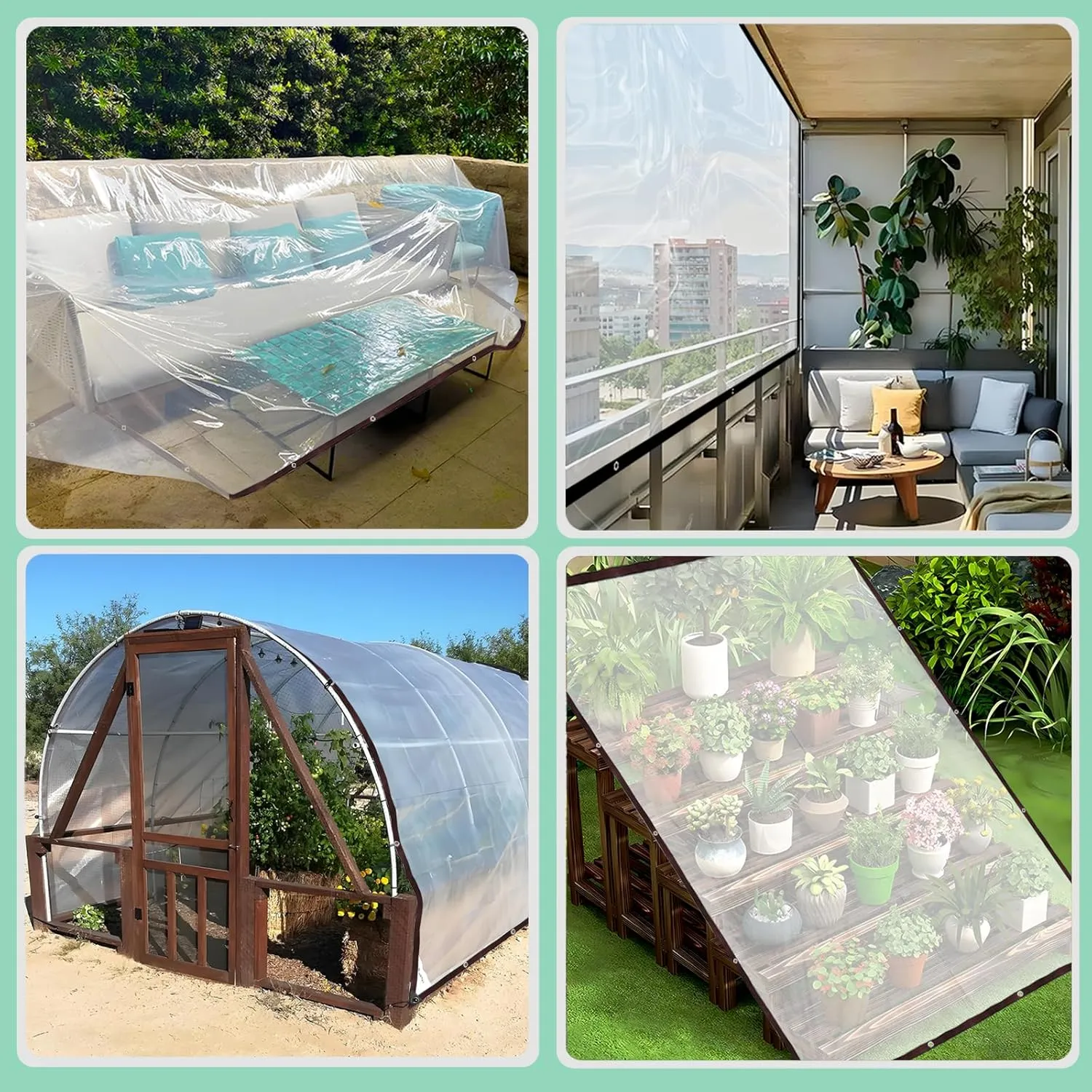 Clear Tarp - Heavy Duty Waterproof 8x10ft Clear Plastic Tarp with Grommets Transparent Vinyl Tarps Outdoor Garden Rainproof Tarpaulin for Greenhouse Plant Patio Roofs Porch Chicken Coop