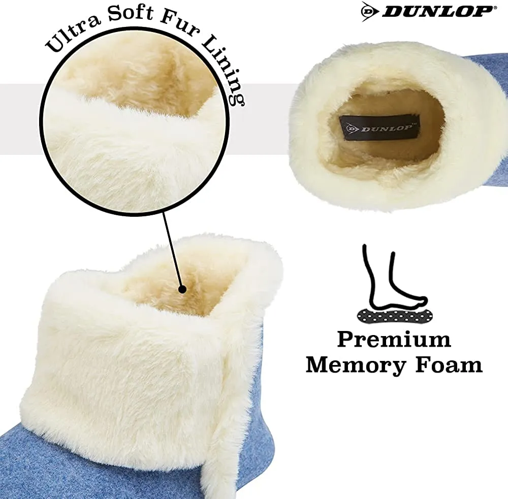 Dunlop Women's Slippers, Fluffy Slipper Boots with Memory Foam Insoles