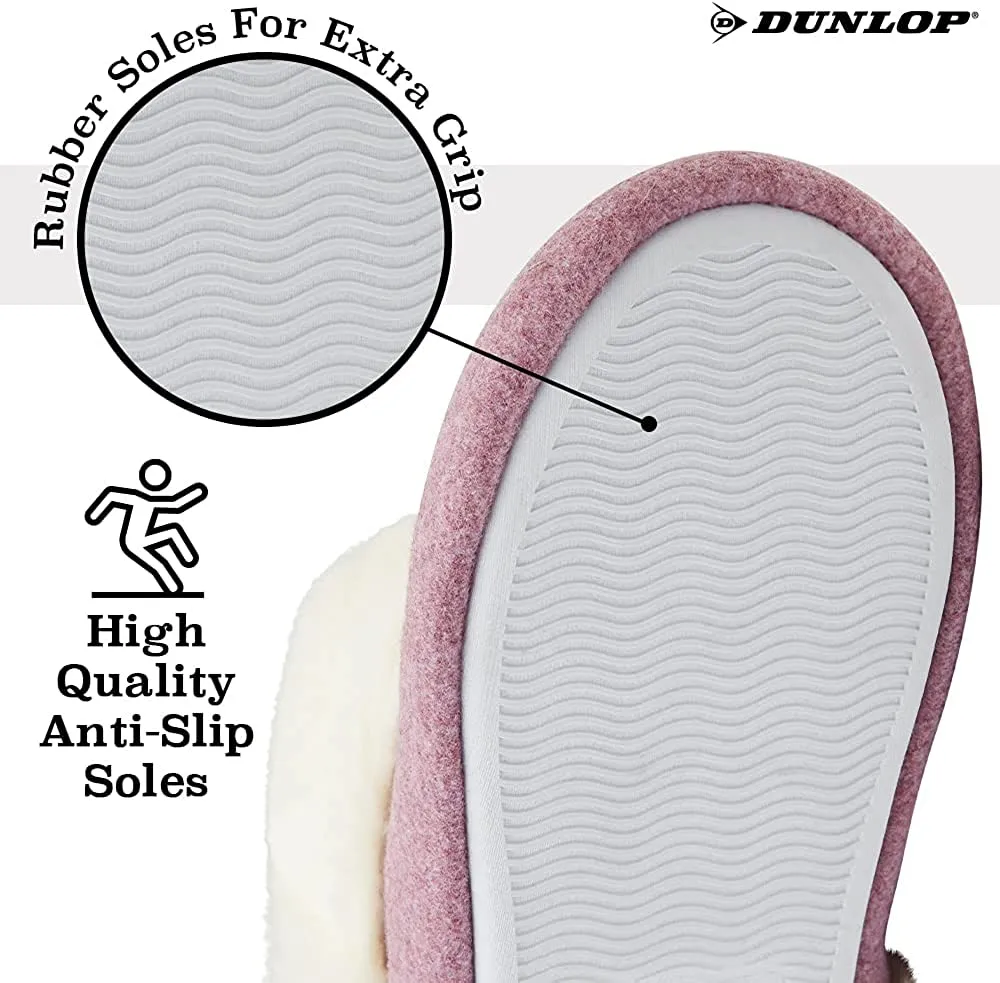 Dunlop Women's Slippers, Fluffy Slipper Boots with Memory Foam Insoles