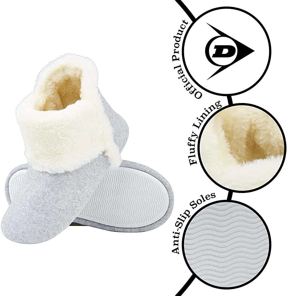 Dunlop Women's Slippers, Fluffy Slipper Boots with Memory Foam Insoles