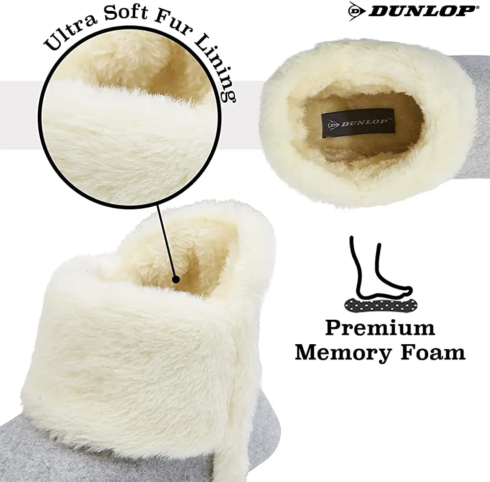 Dunlop Women's Slippers, Fluffy Slipper Boots with Memory Foam Insoles