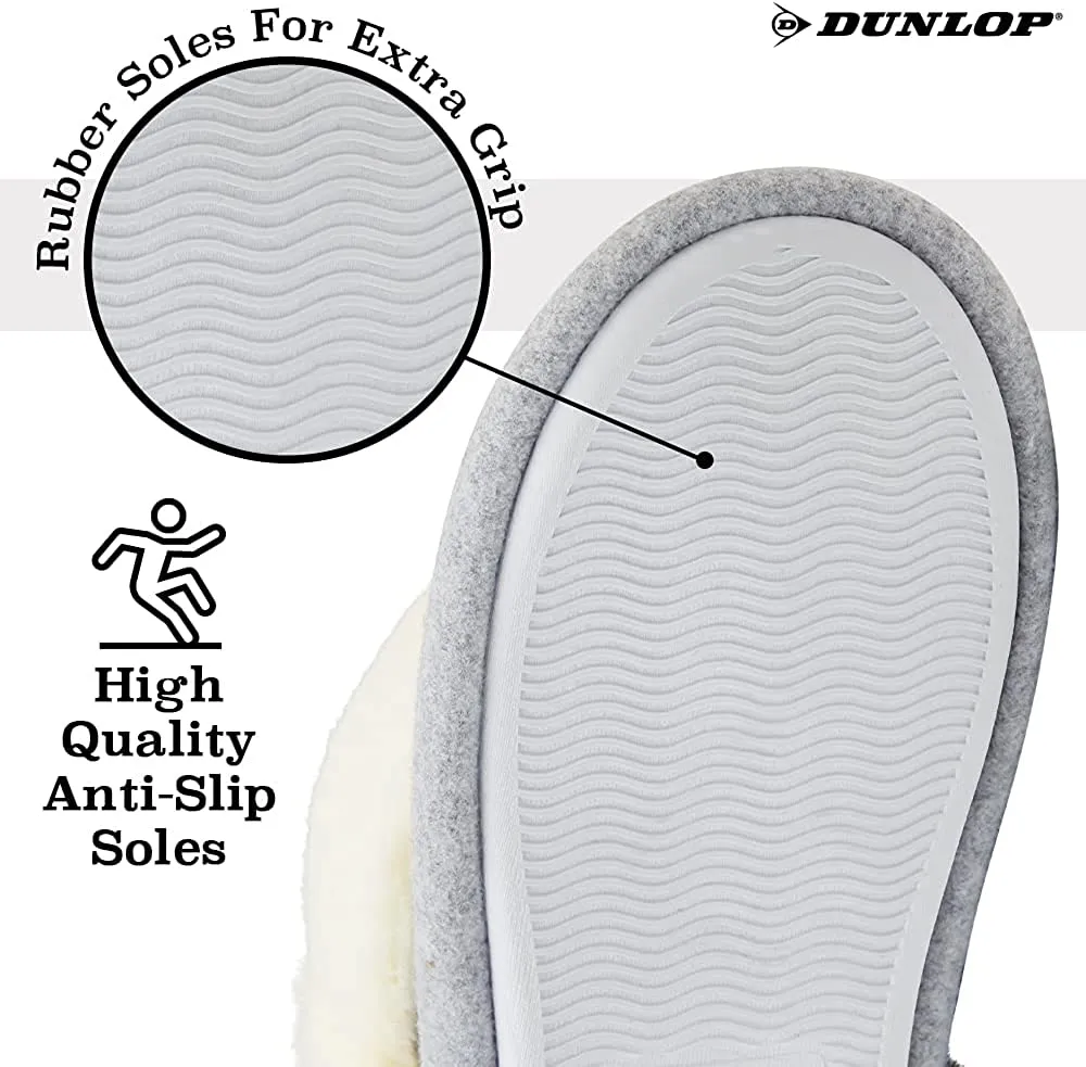 Dunlop Women's Slippers, Fluffy Slipper Boots with Memory Foam Insoles