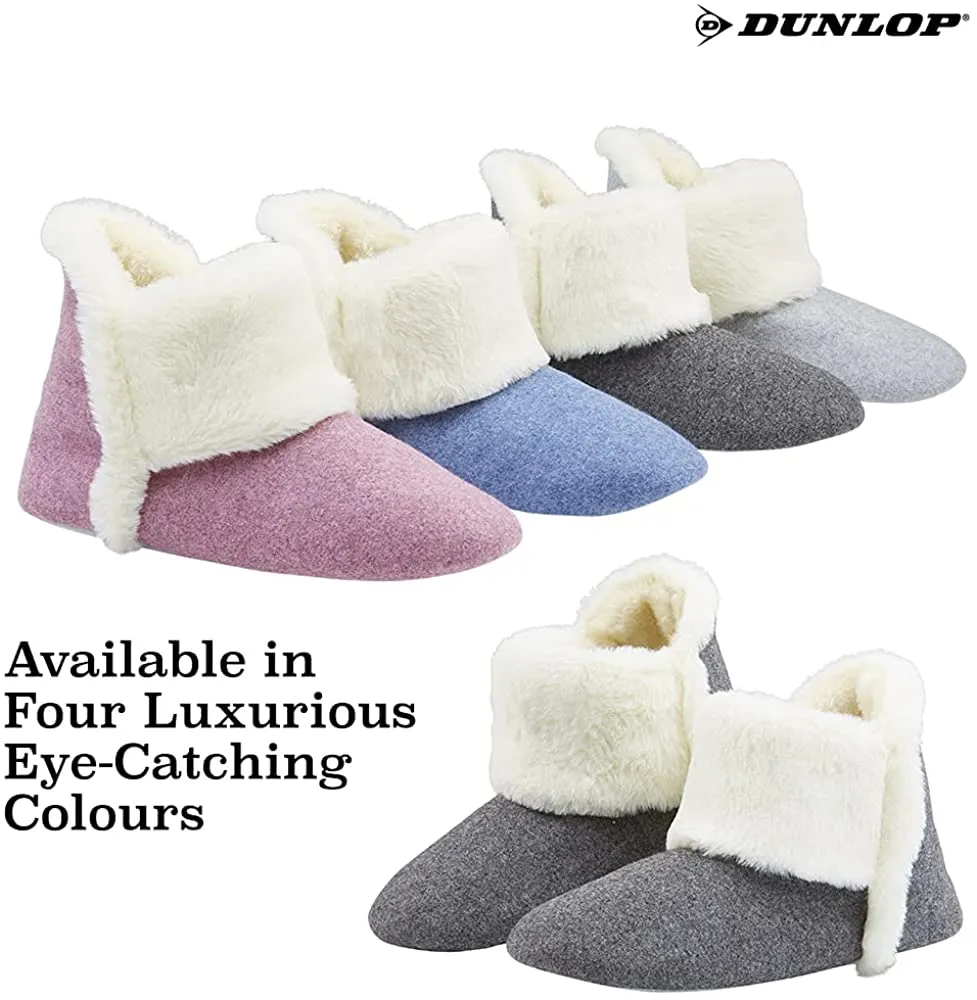 Dunlop Women's Slippers, Fluffy Slipper Boots with Memory Foam Insoles
