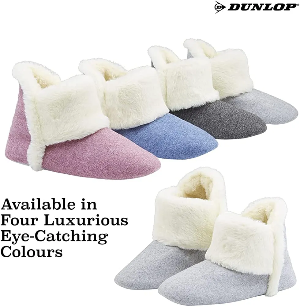 Dunlop Women's Slippers, Fluffy Slipper Boots with Memory Foam Insoles