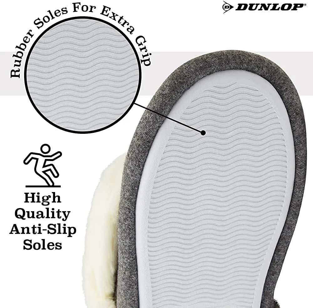Dunlop Women's Slippers, Fluffy Slipper Boots with Memory Foam Insoles