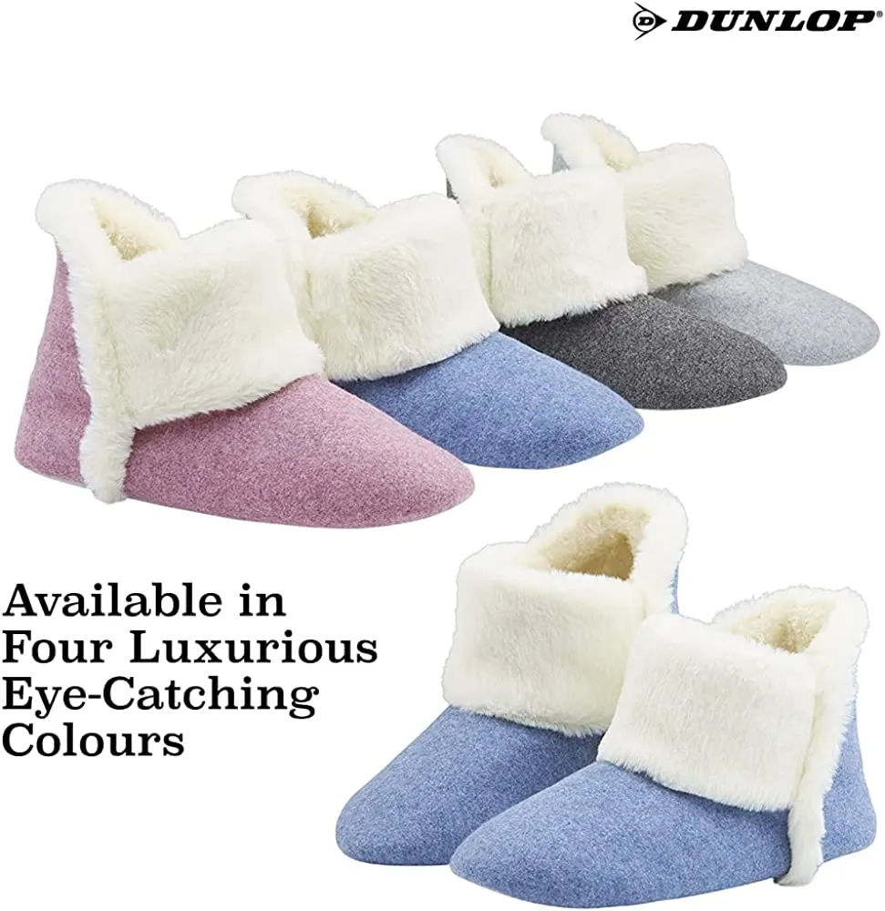 Dunlop Women's Slippers, Fluffy Slipper Boots with Memory Foam Insoles