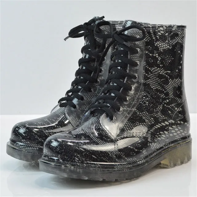Floral rubber rain boots