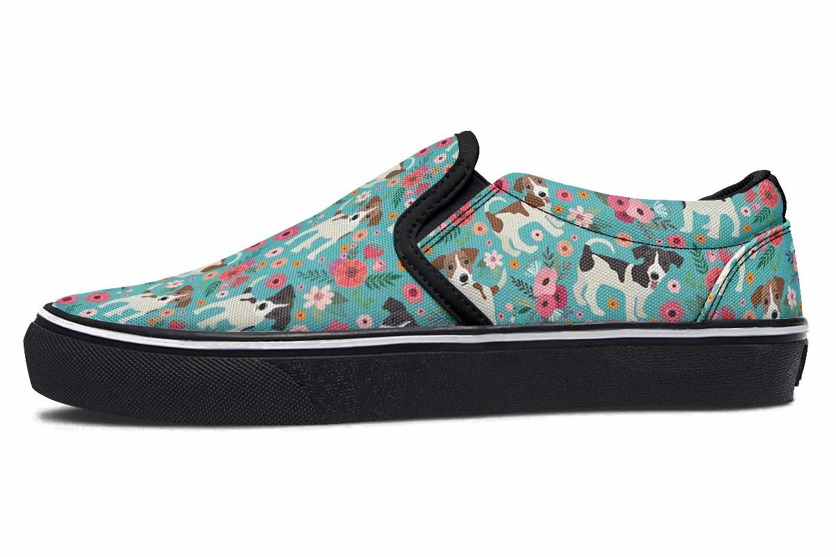 Jack Russell Flower Slip-On Shoes