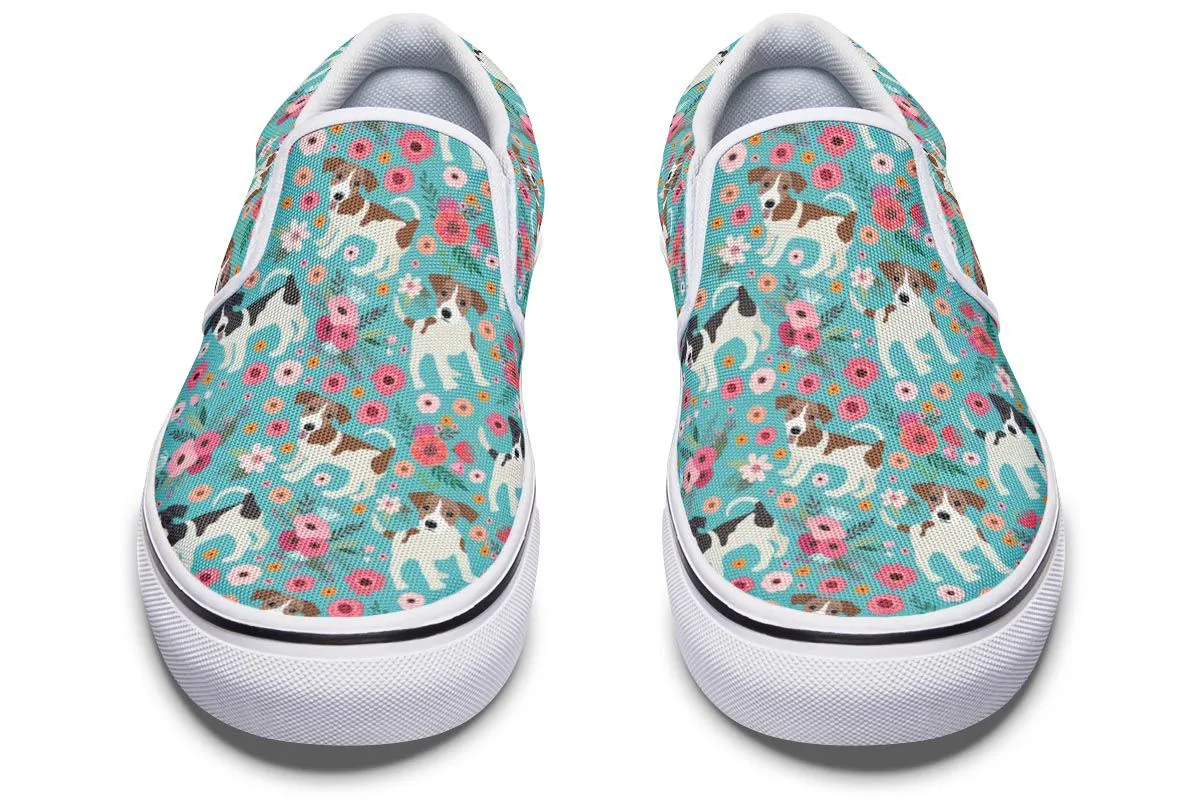Jack Russell Flower Slip-On Shoes