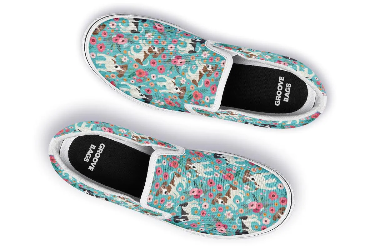 Jack Russell Flower Slip-On Shoes