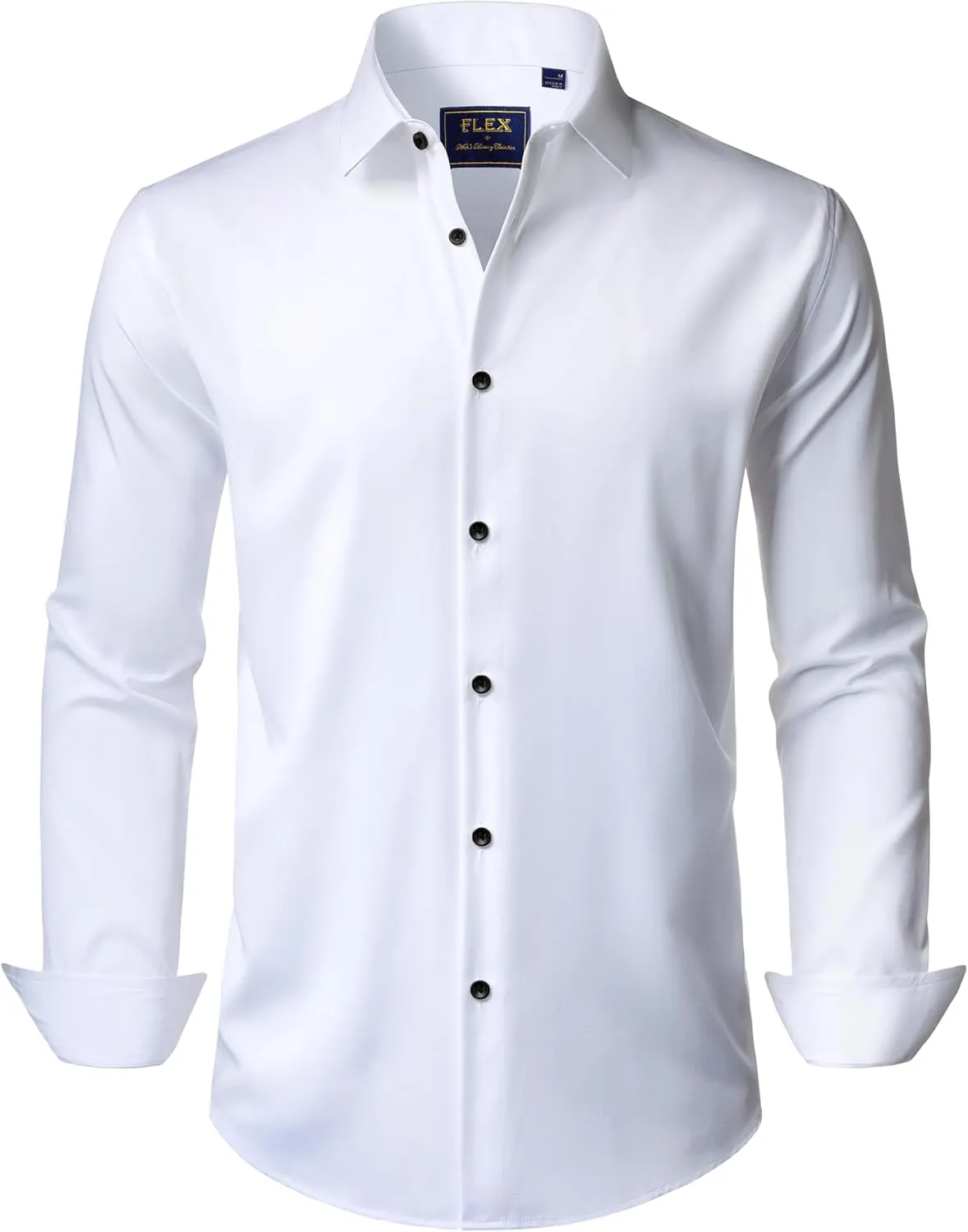 J.VER Men's Dress Shirts Stretch Long Sleeve Formal Shirt Solid Business Casual Button Down Shirts for Wedding Prom