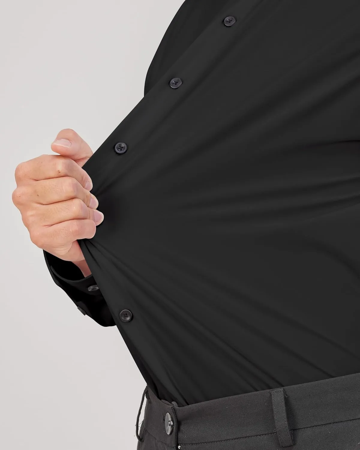 J.VER Men's Dress Shirts Stretch Long Sleeve Formal Shirt Solid Business Casual Button Down Shirts for Wedding Prom