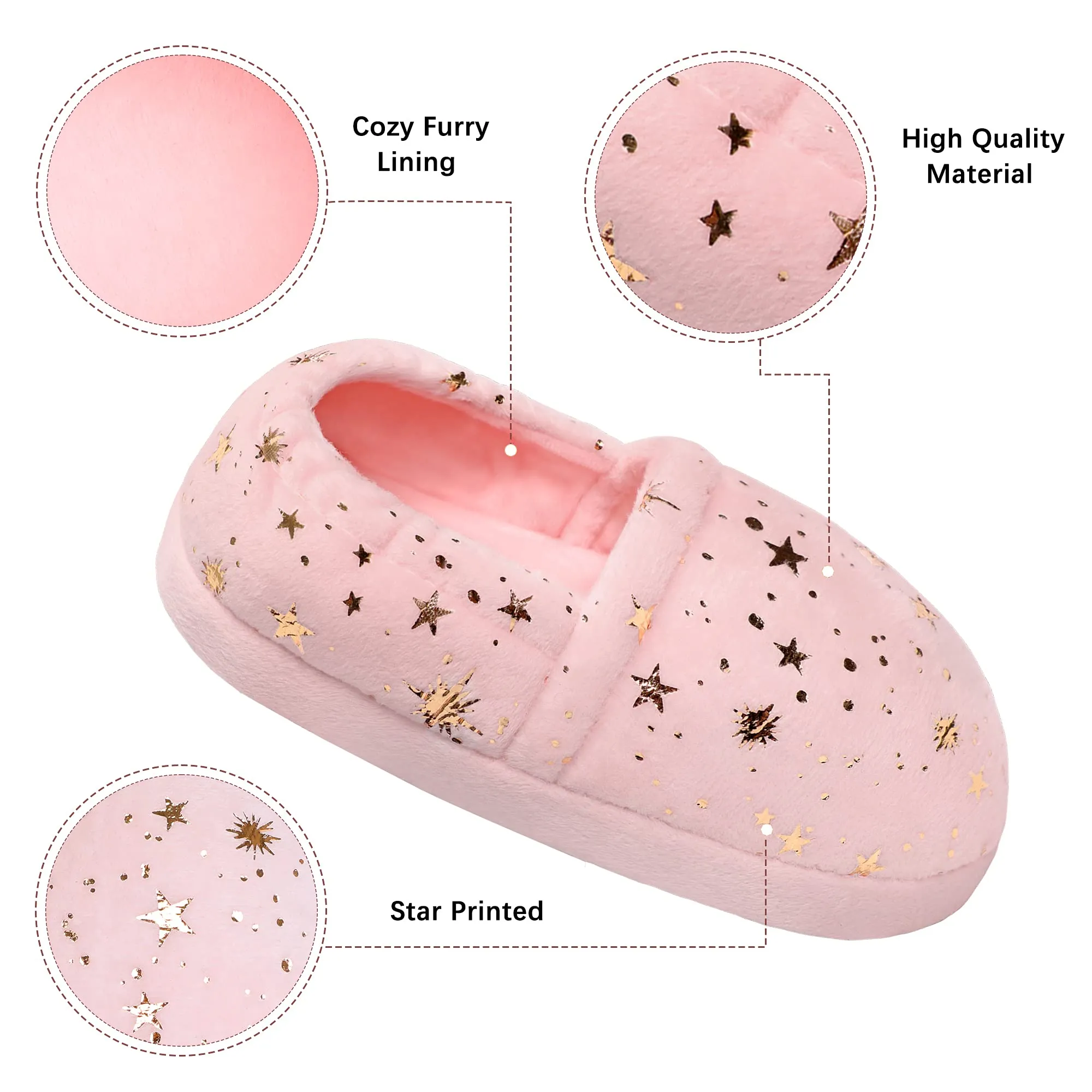 Kids Slippers for Girls Toddler Elastic Heel House Shoes Cozy Memory Foam Slippers Boys Indoor Outdoor