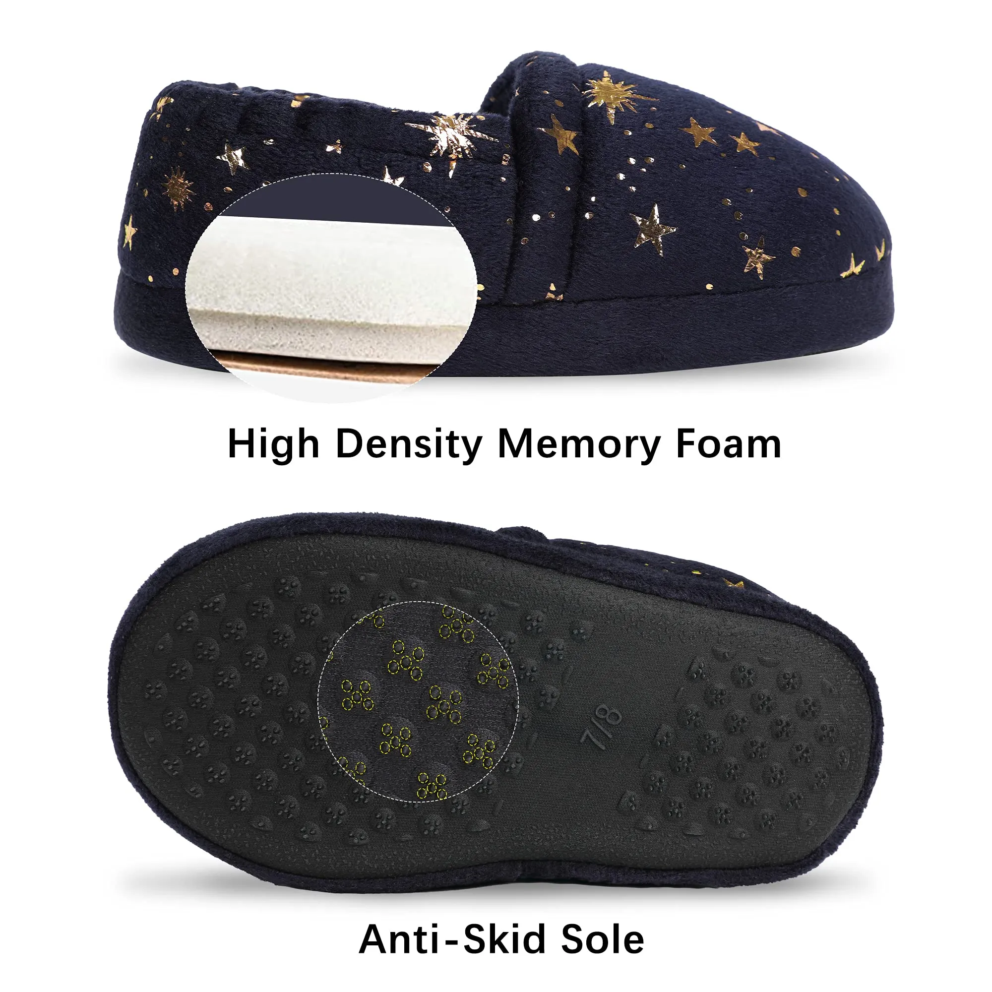 Kids Slippers for Girls Toddler Elastic Heel House Shoes Cozy Memory Foam Slippers Boys Indoor Outdoor