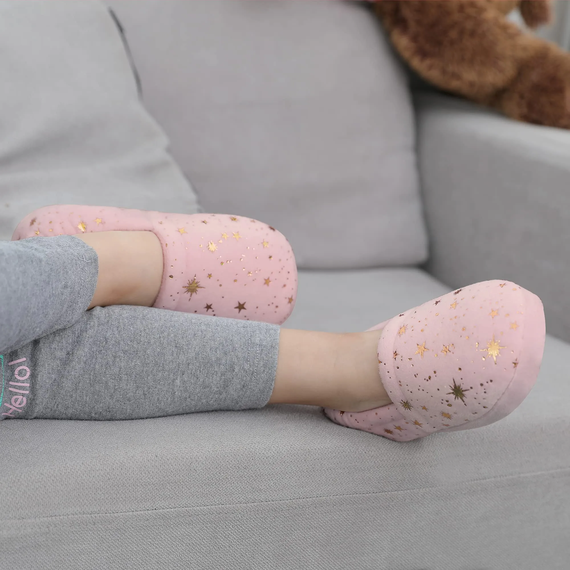 Kids Slippers for Girls Toddler Elastic Heel House Shoes Cozy Memory Foam Slippers Boys Indoor Outdoor