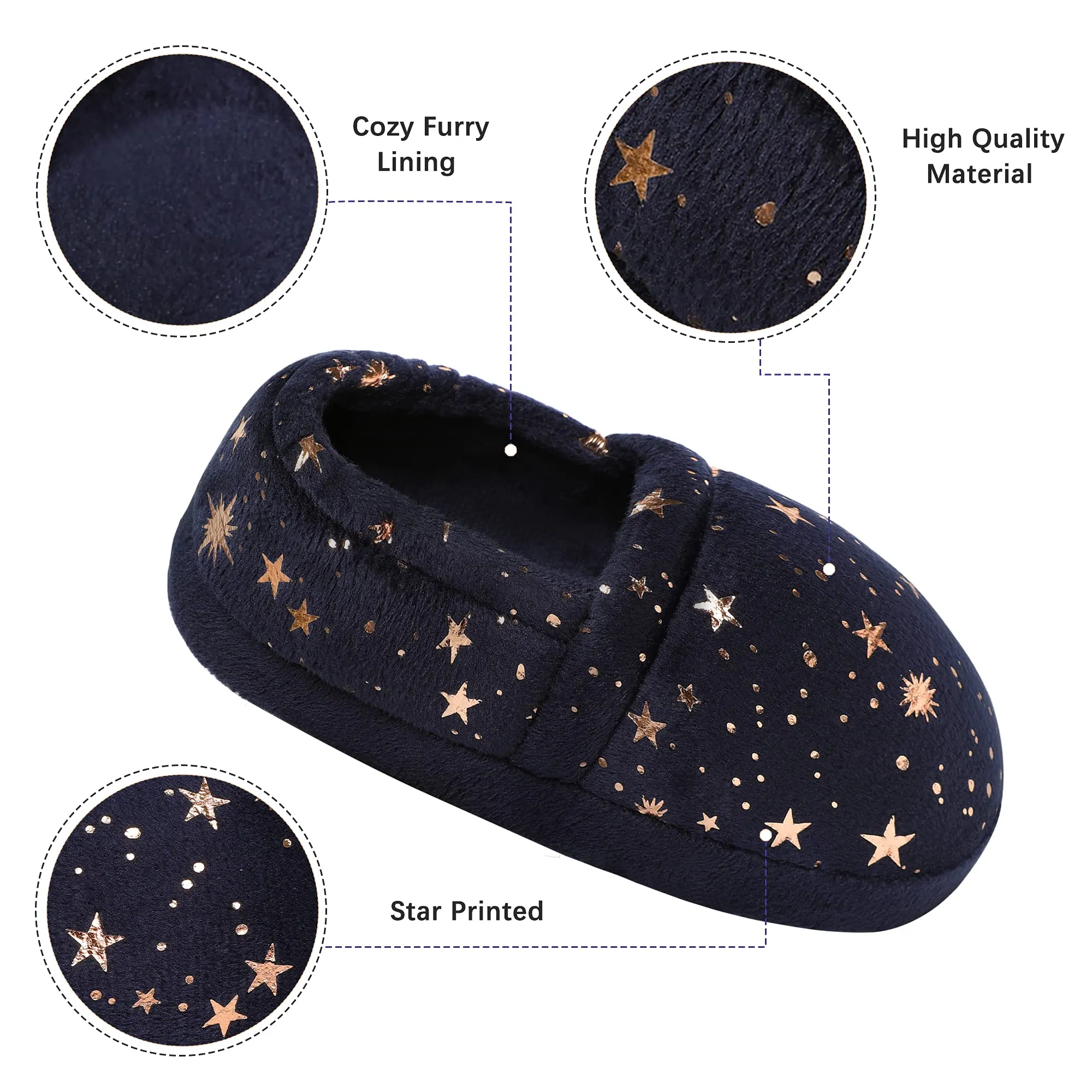 Kids Slippers for Girls Toddler Elastic Heel House Shoes Cozy Memory Foam Slippers Boys Indoor Outdoor