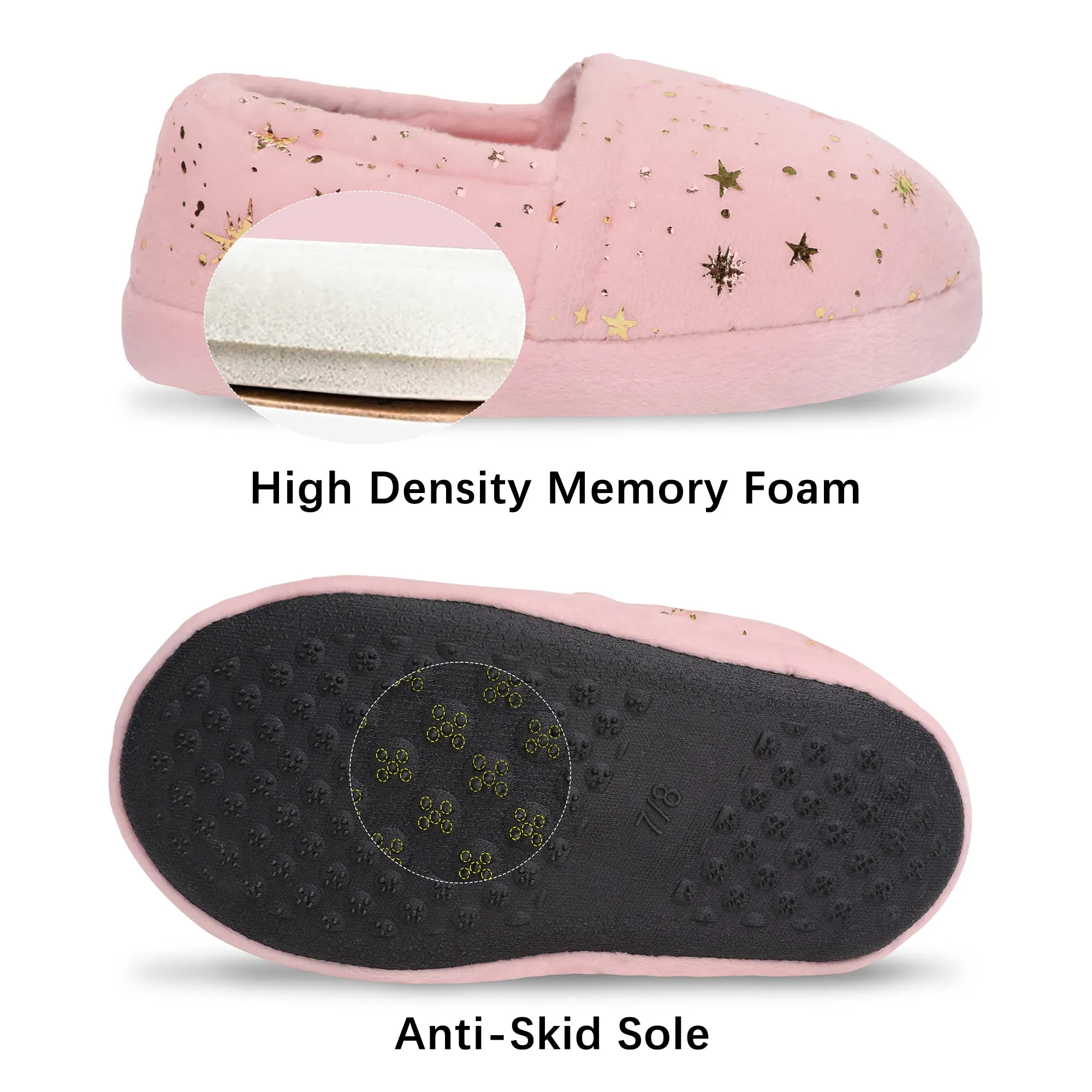 Kids Slippers for Girls Toddler Elastic Heel House Shoes Cozy Memory Foam Slippers Boys Indoor Outdoor