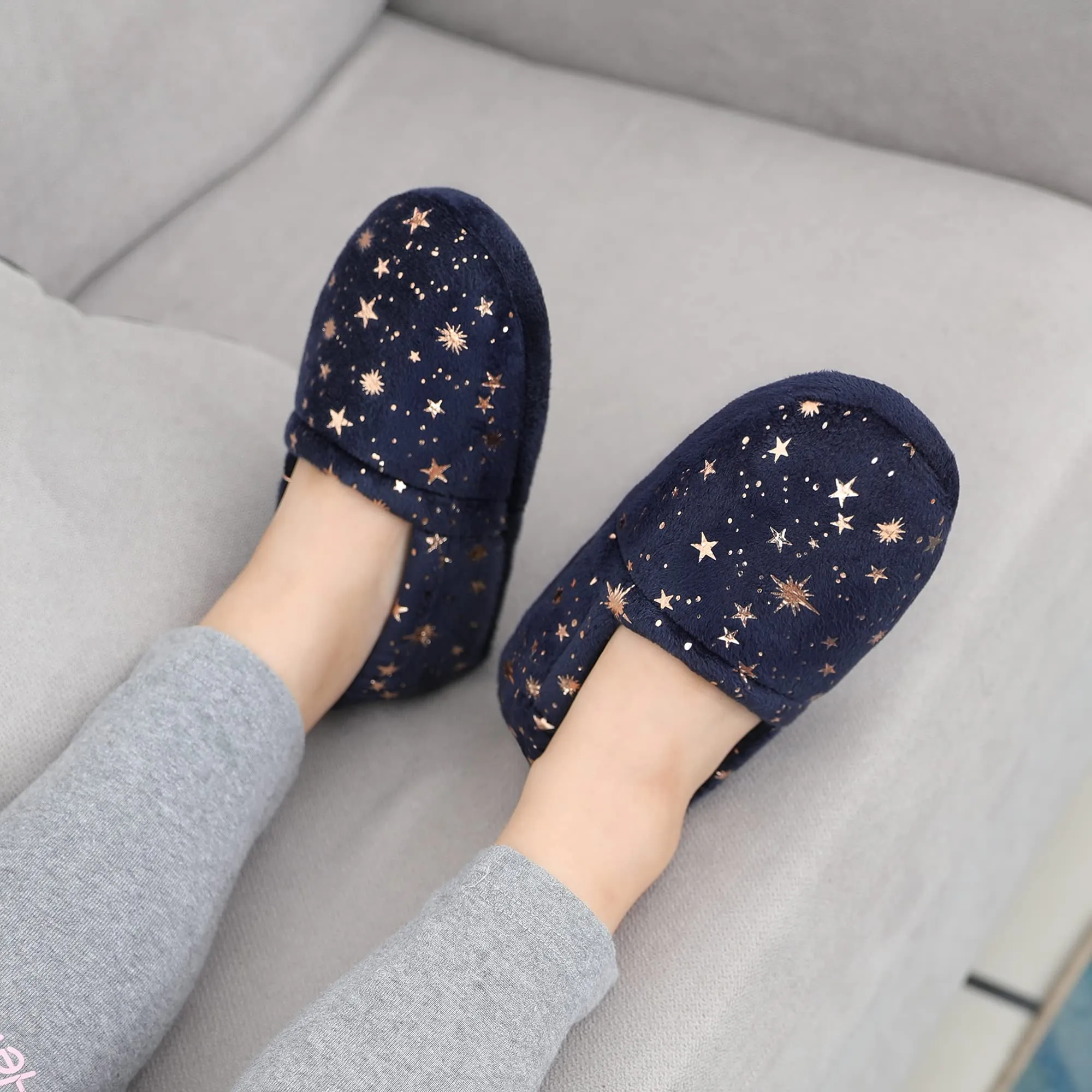 Kids Slippers for Girls Toddler Elastic Heel House Shoes Cozy Memory Foam Slippers Boys Indoor Outdoor