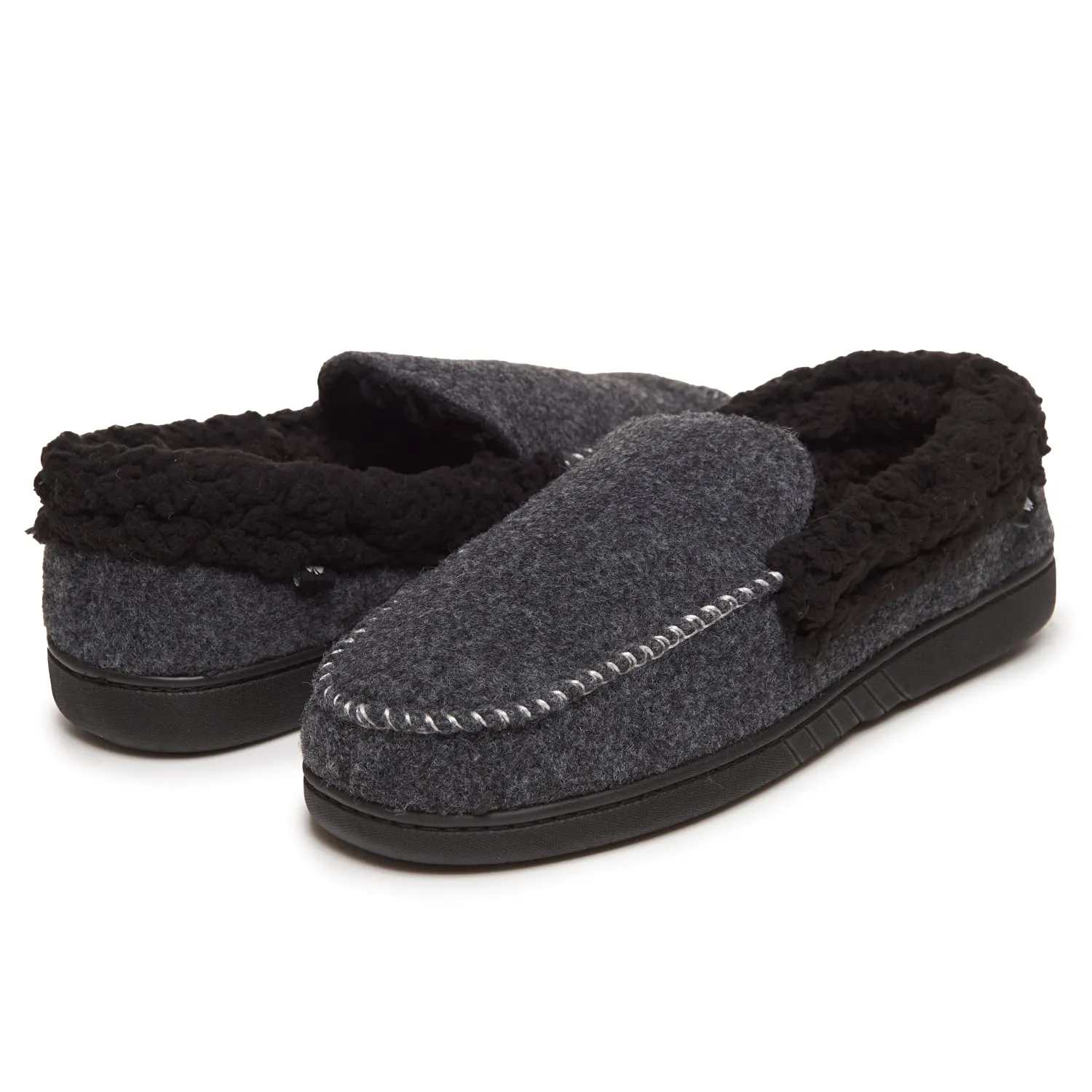 Lucky Brand Mens Faux Wool A-Line Slippers with Memory Foam