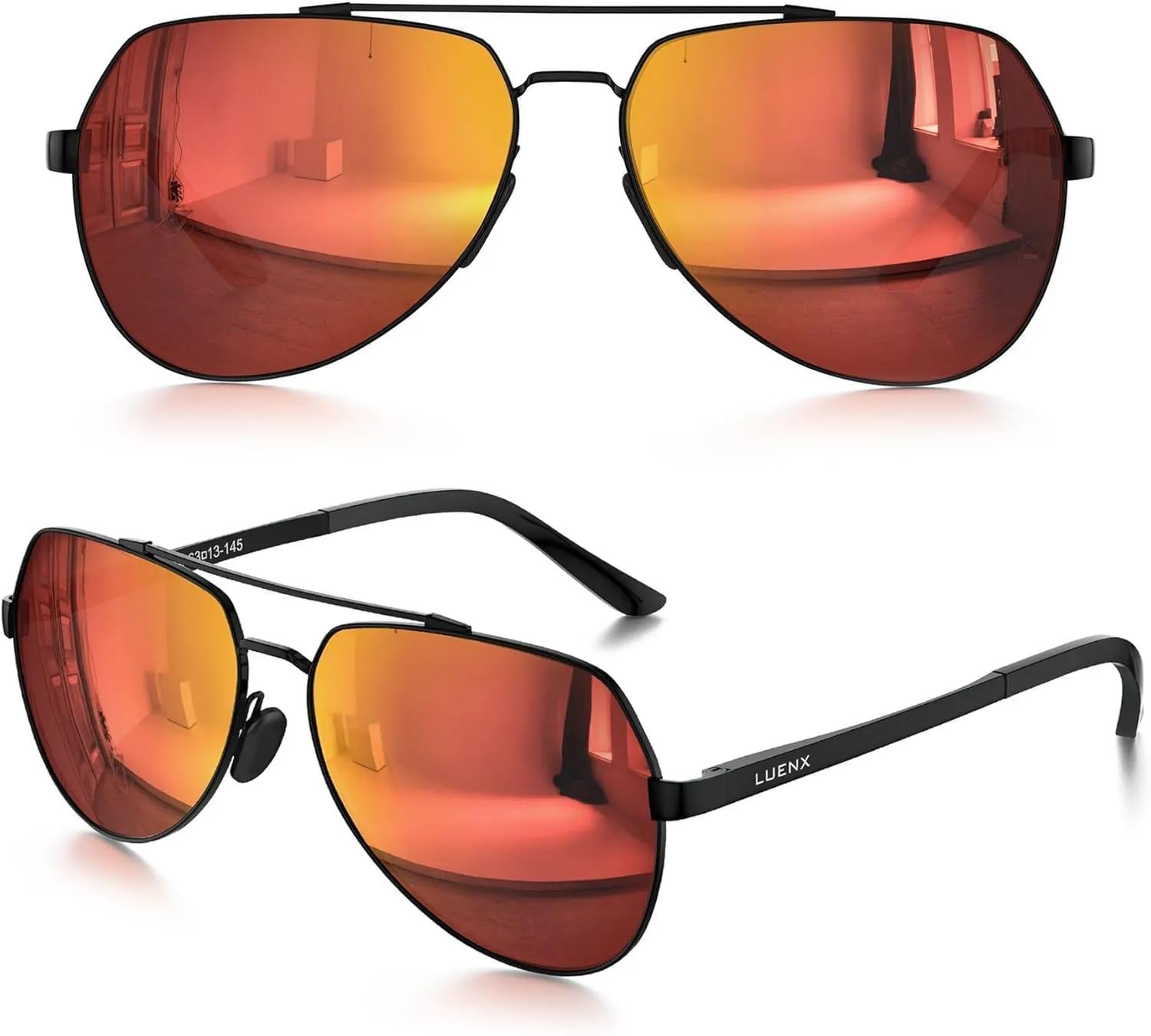 LUENX Aviator Sunglasses for Men Women Polarized New Shades Large Metal Frame - UV 400 Protection