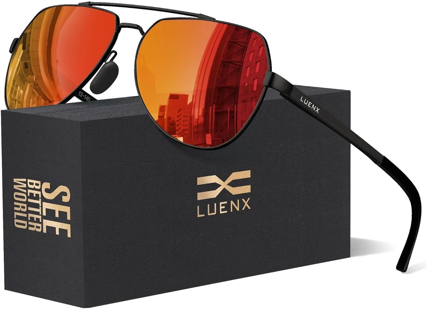 LUENX Aviator Sunglasses for Men Women Polarized New Shades Large Metal Frame - UV 400 Protection