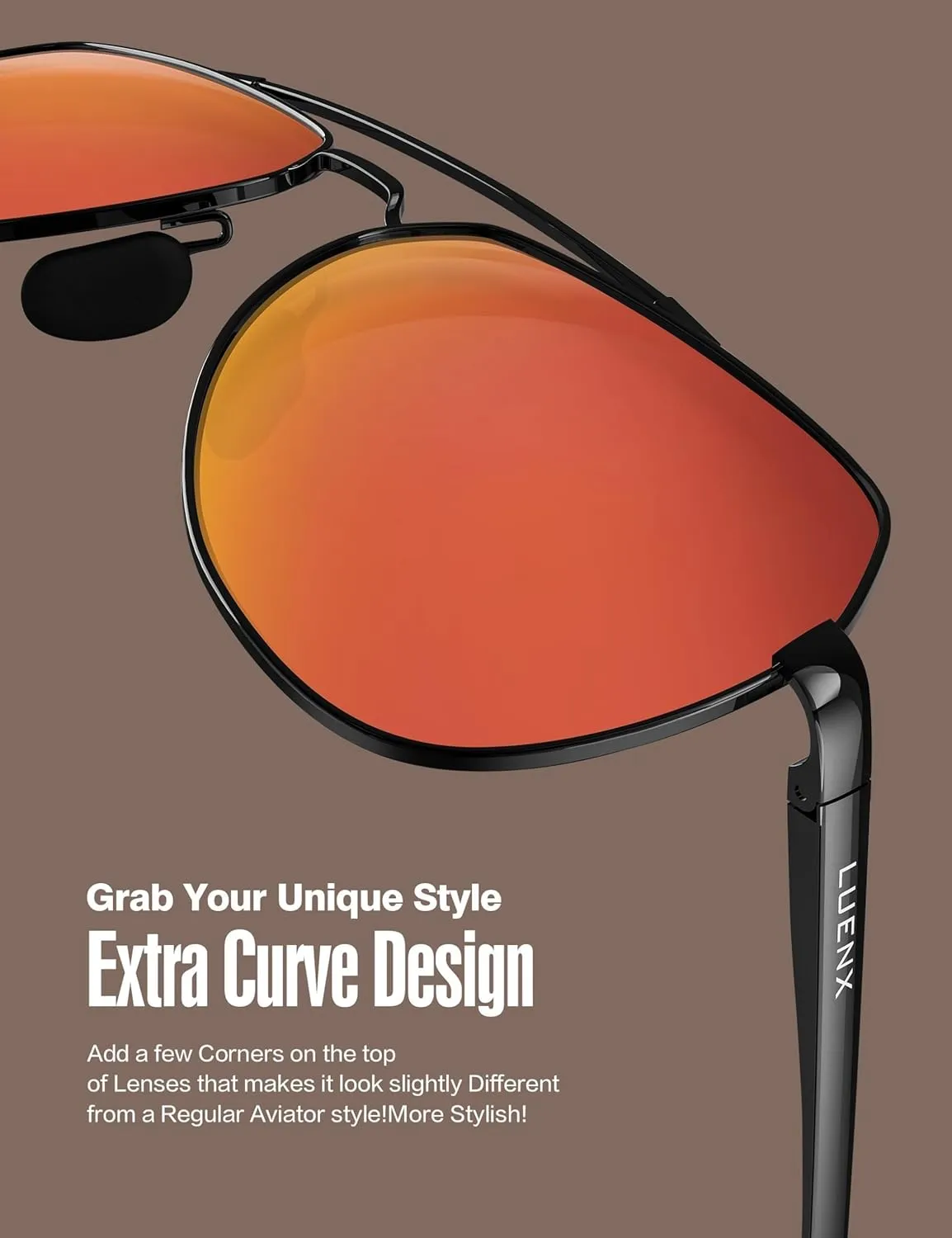 LUENX Aviator Sunglasses for Men Women Polarized New Shades Large Metal Frame - UV 400 Protection