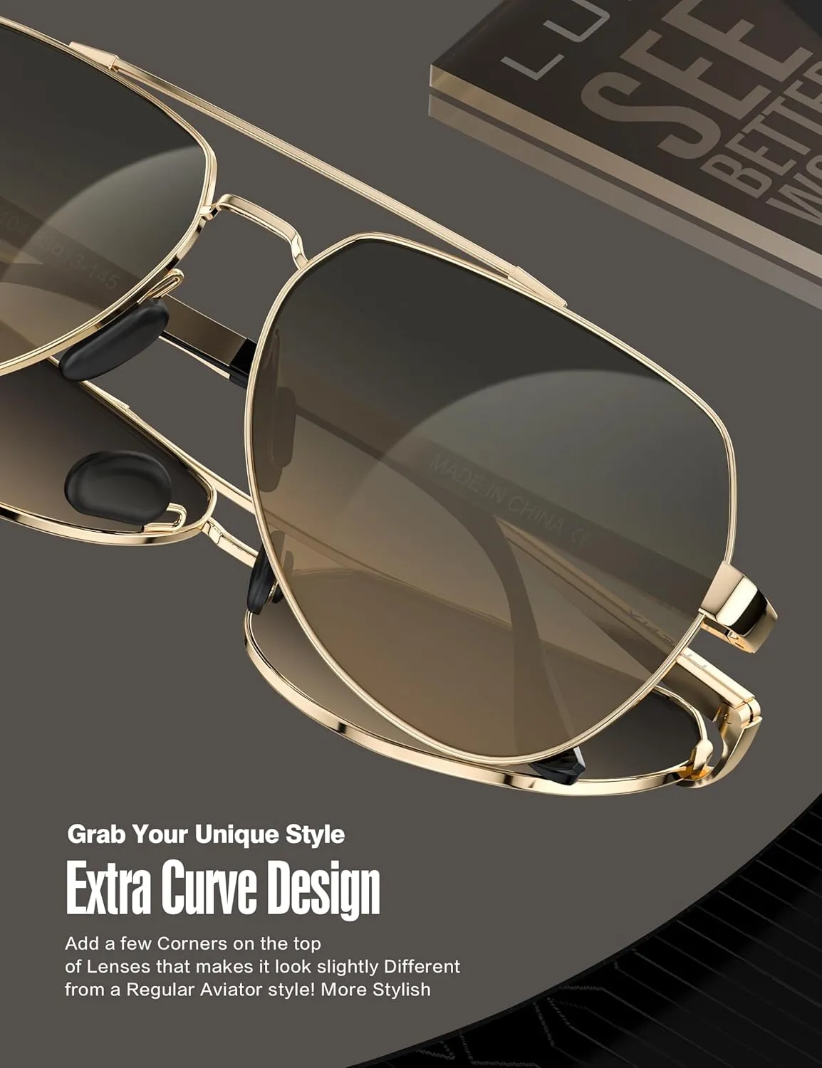 LUENX Aviator Sunglasses for Men Women Polarized New Shades Large Metal Frame - UV 400 Protection