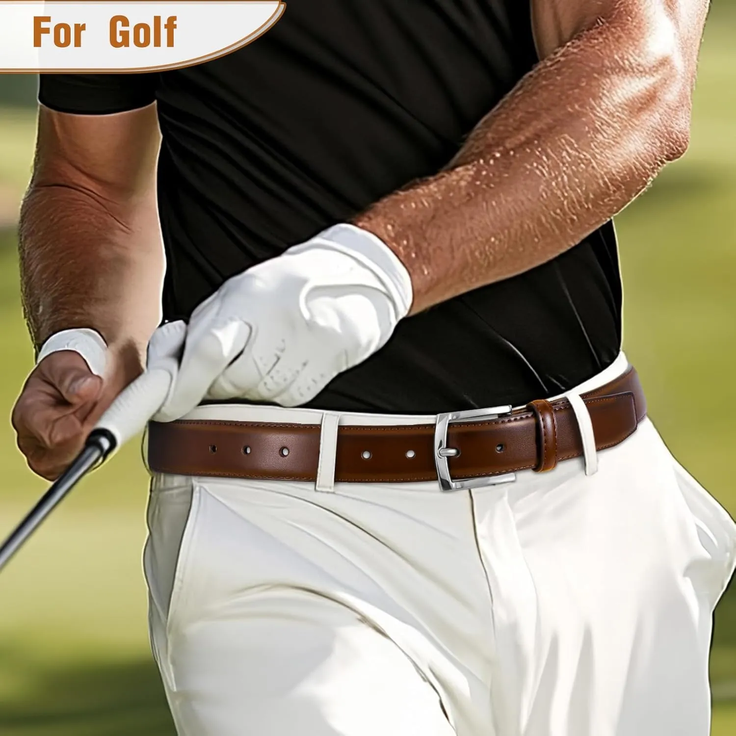 Men's Belt Genuine Leather Belt for Men Dress Casual Golf Jeans Pants 1 3/8"