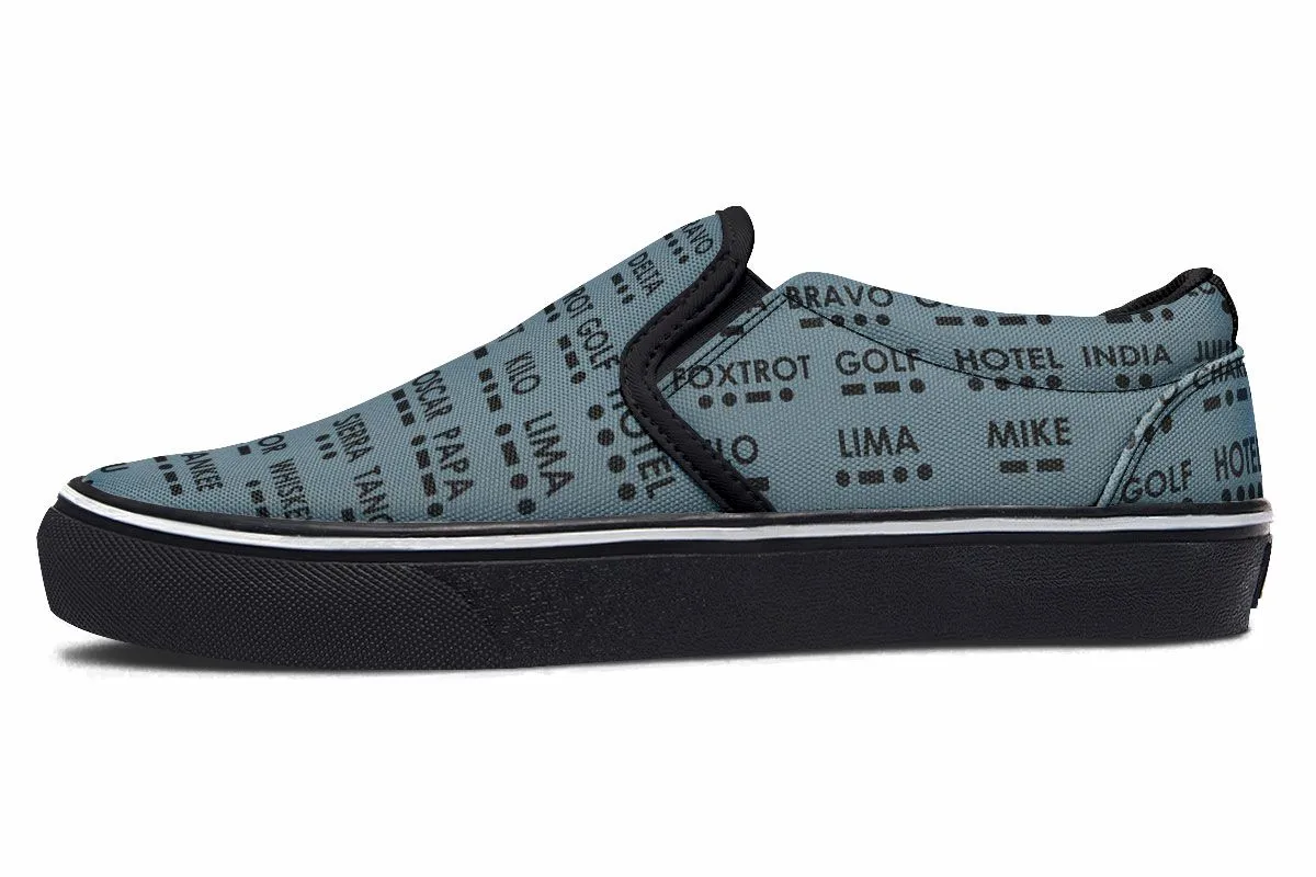 NATO Morse Code Alphabet Slip-On Shoes