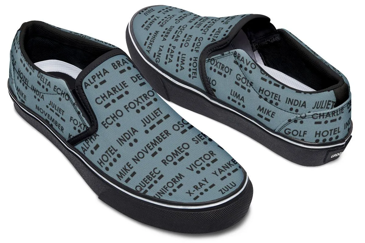 NATO Morse Code Alphabet Slip-On Shoes