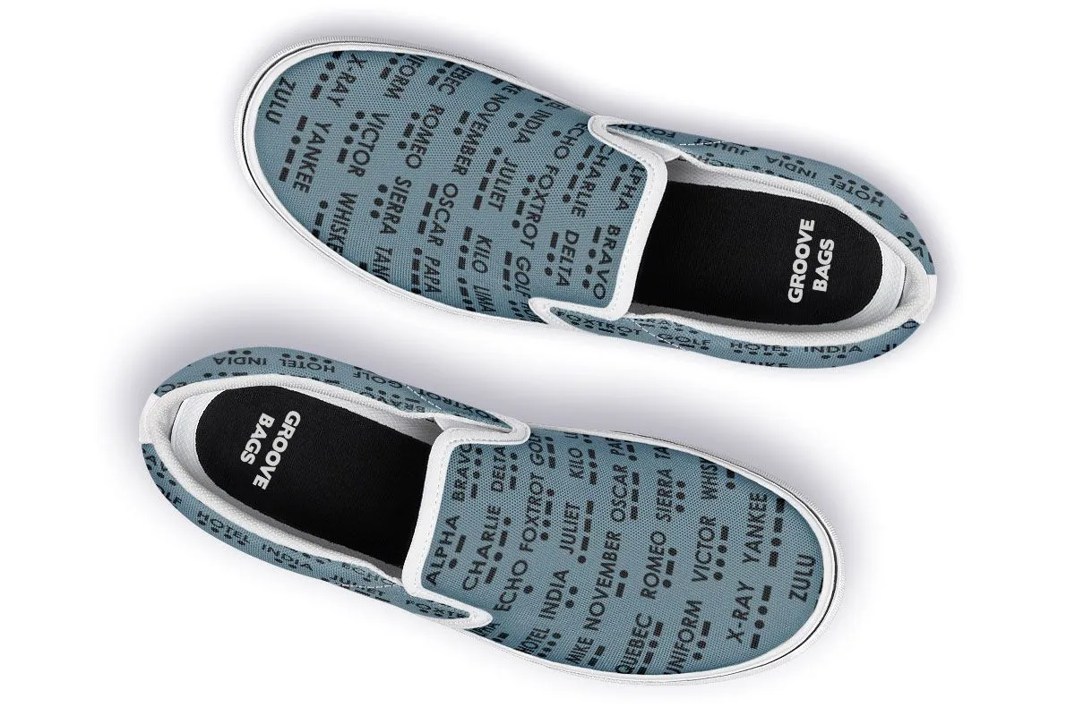 NATO Morse Code Alphabet Slip-On Shoes