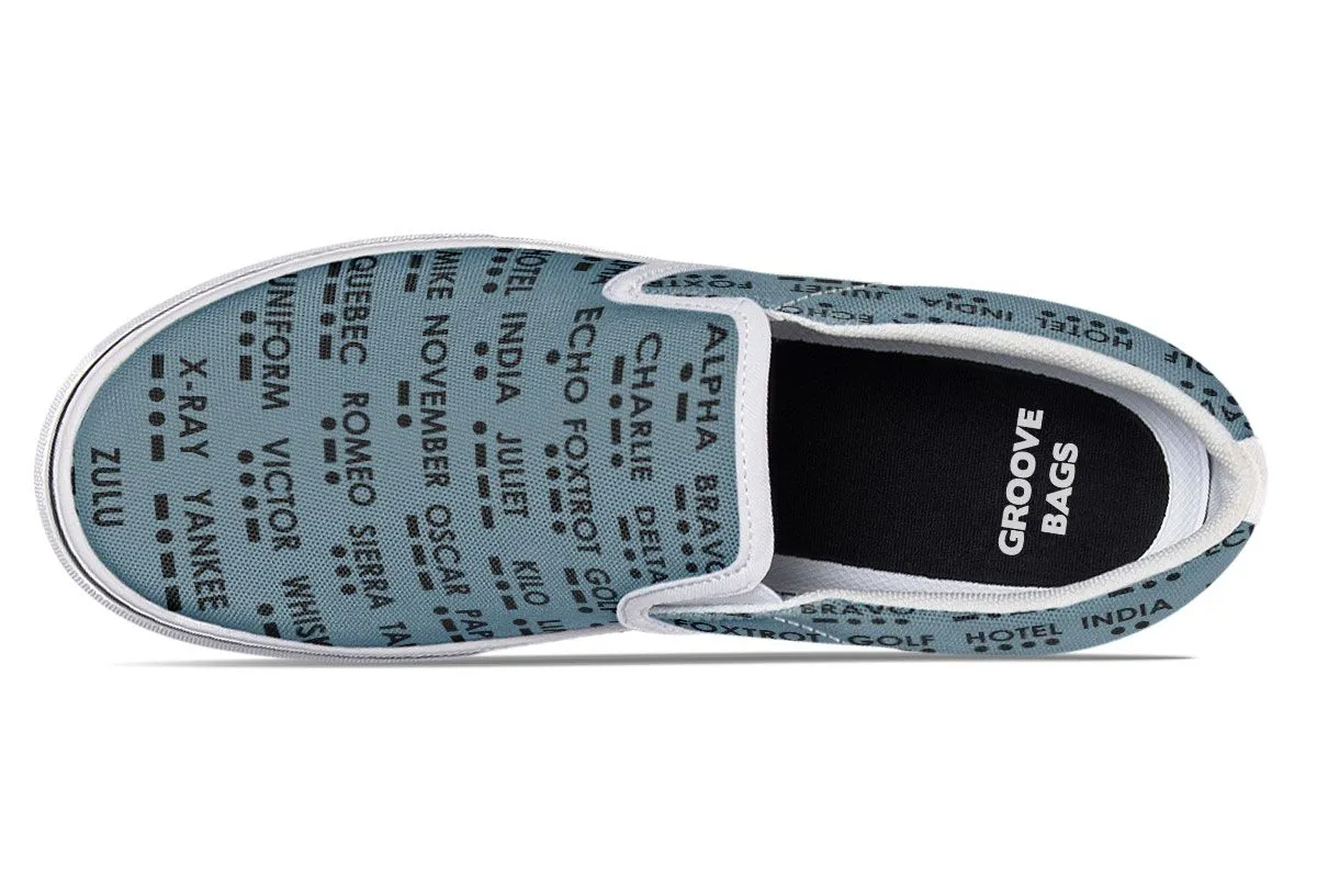 NATO Morse Code Alphabet Slip-On Shoes