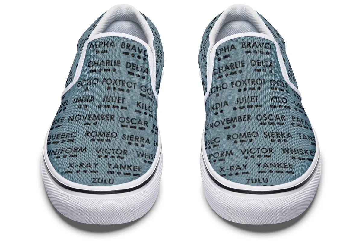 NATO Morse Code Alphabet Slip-On Shoes