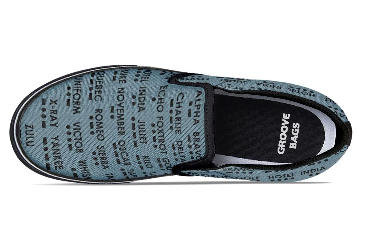 NATO Morse Code Alphabet Slip-On Shoes