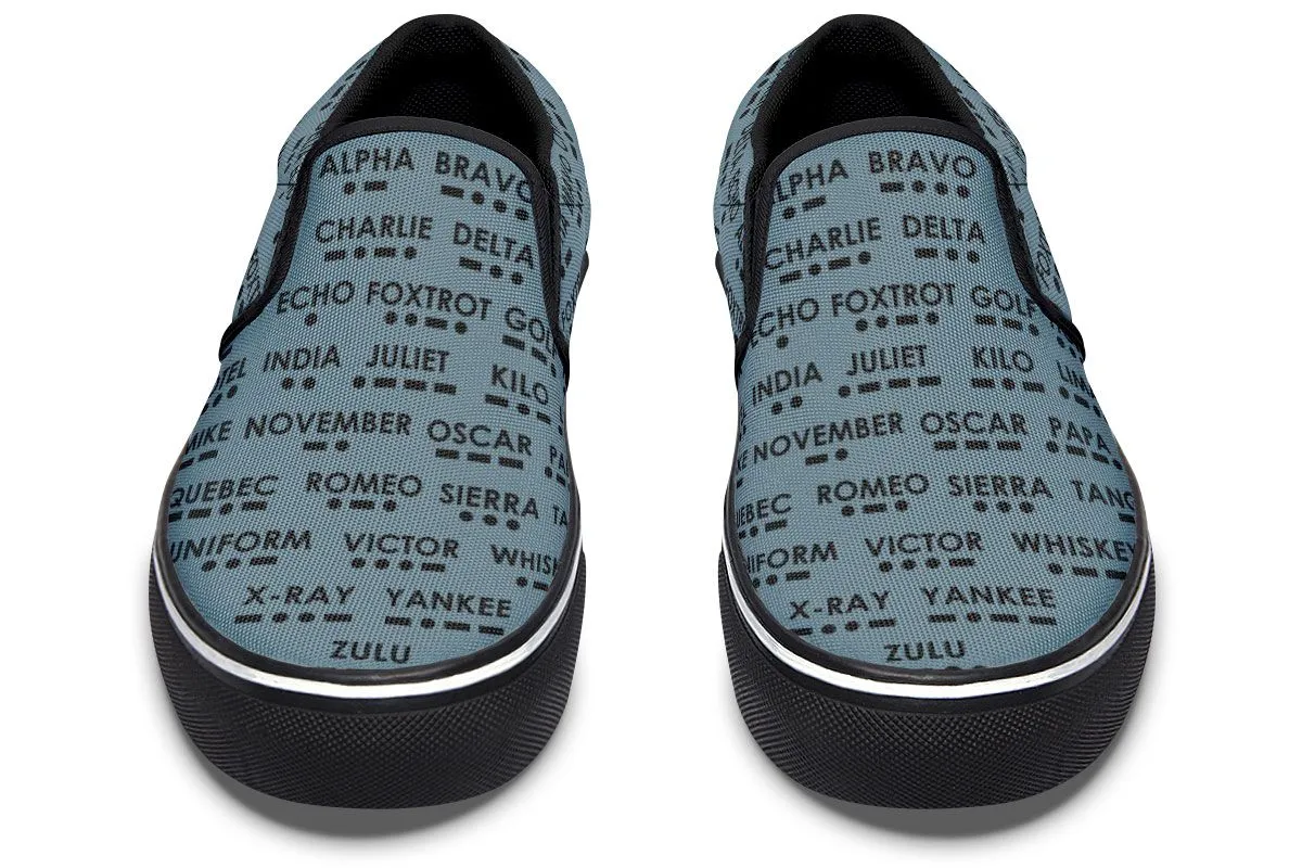 NATO Morse Code Alphabet Slip-On Shoes
