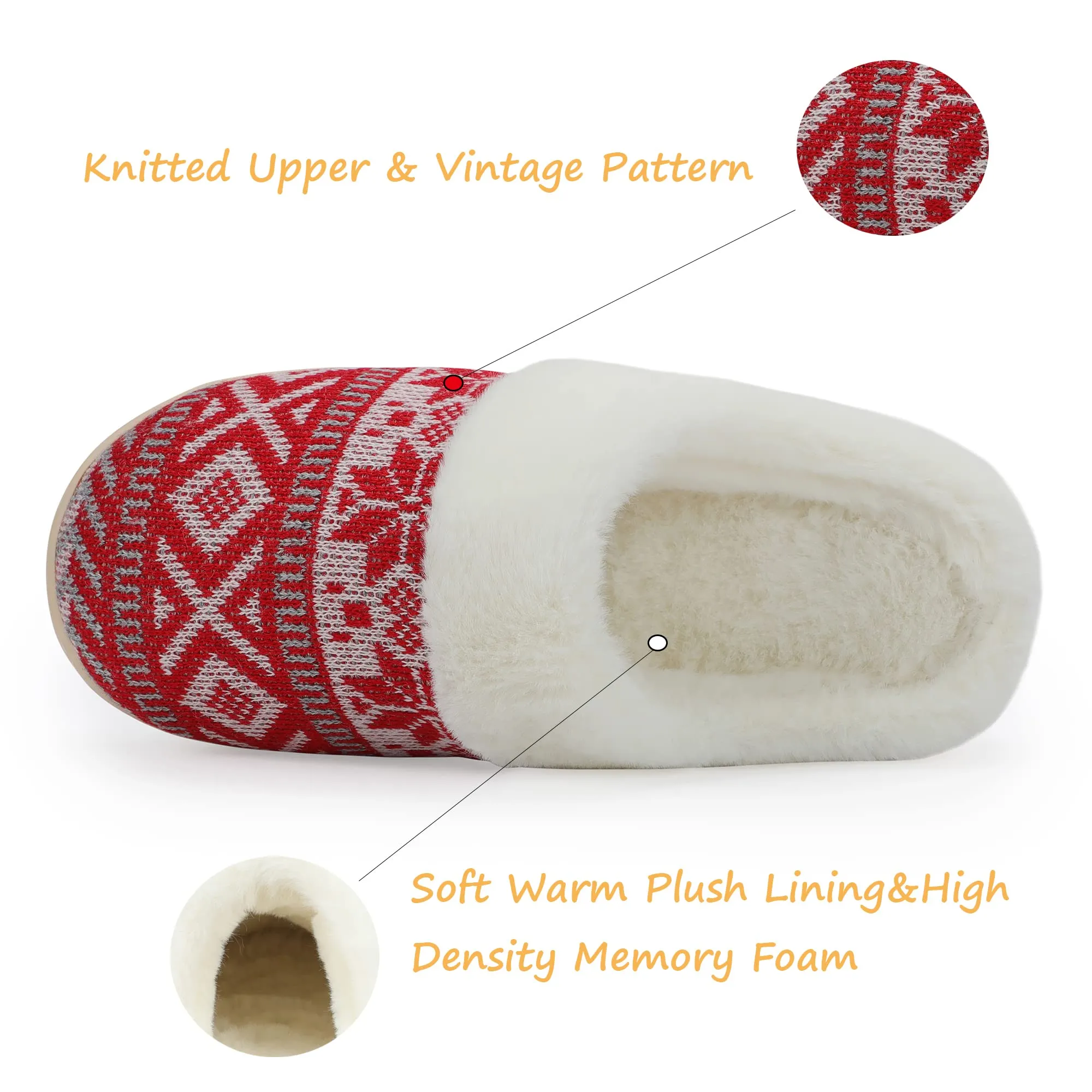 NineCiFun Women's Memory Foam Fuzzy House Slippers