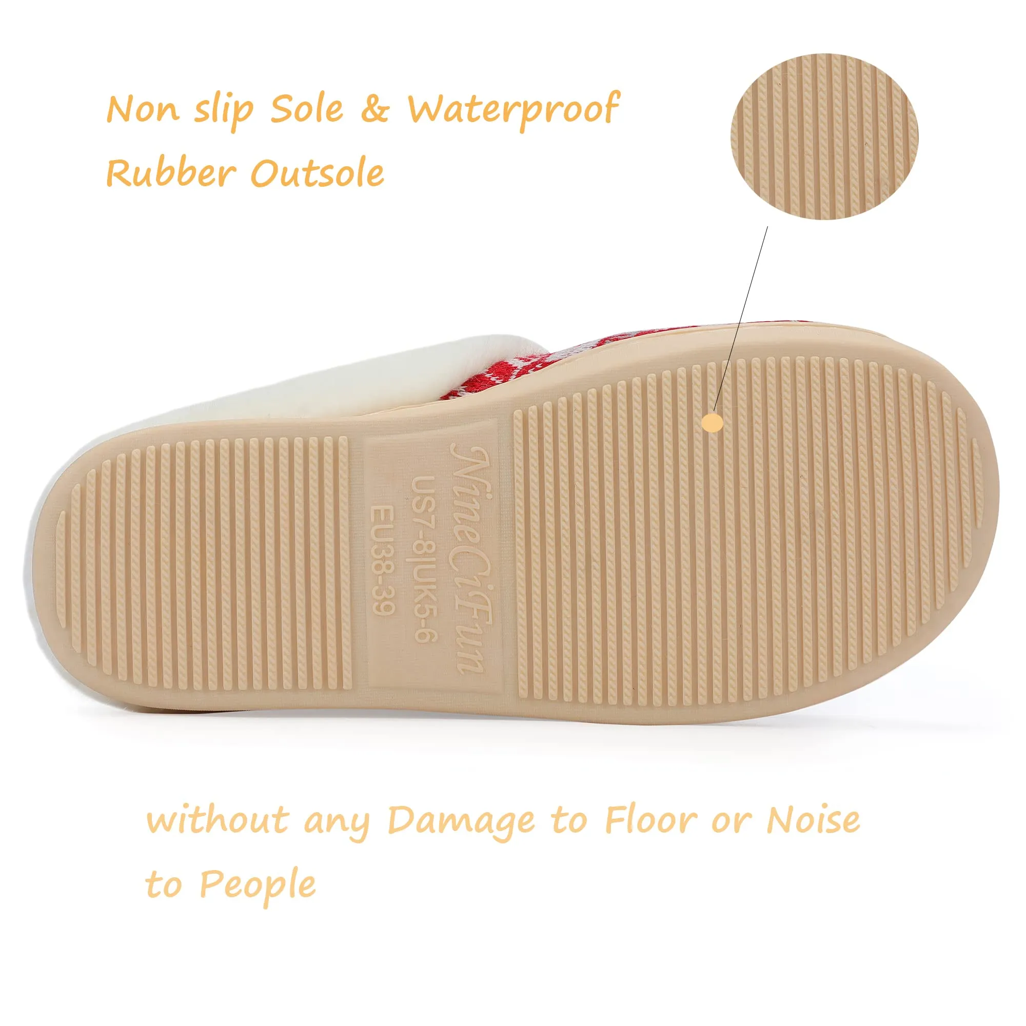 NineCiFun Women's Memory Foam Fuzzy House Slippers