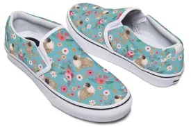 Pekingese Flower Slip-On Shoes