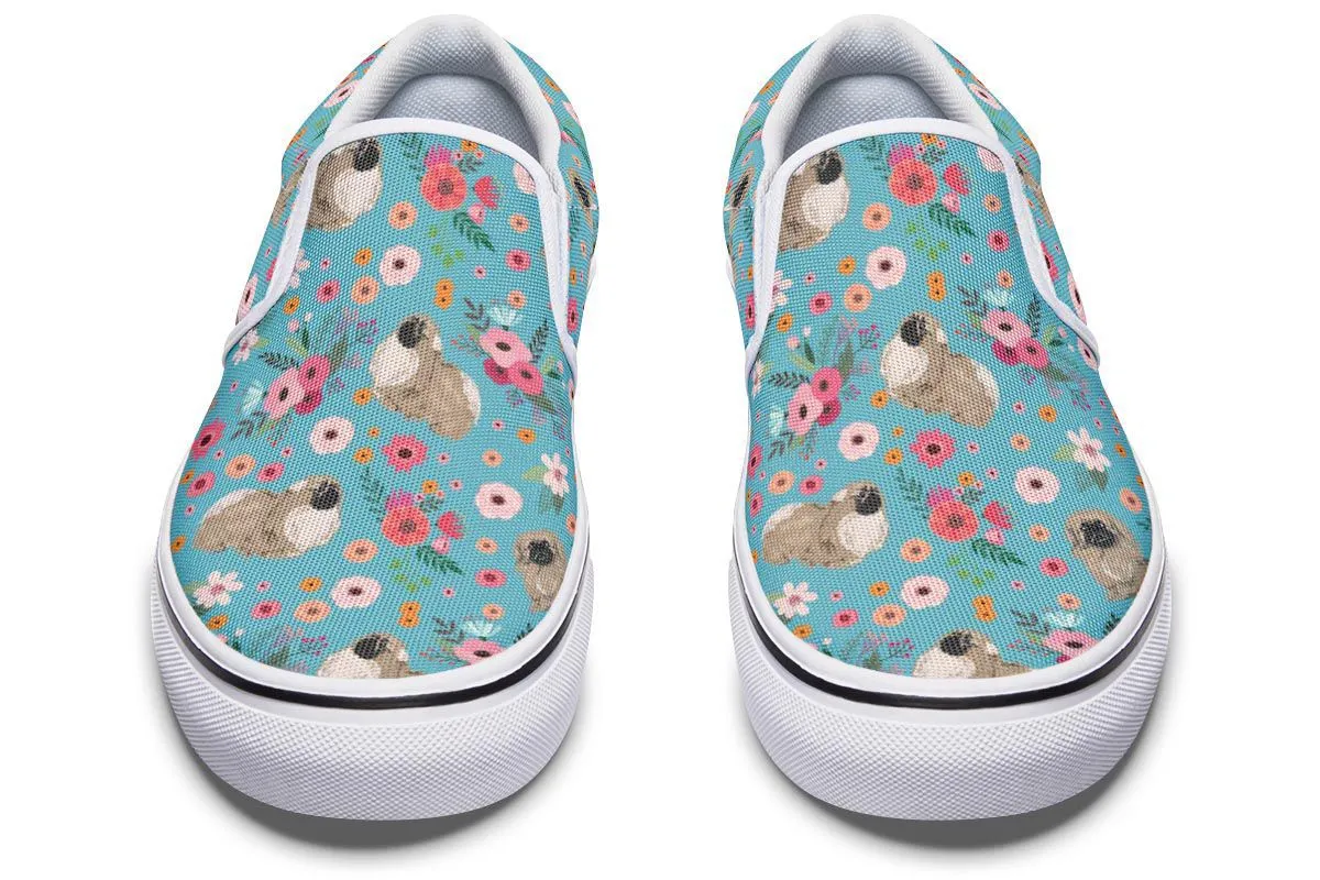 Pekingese Flower Slip-On Shoes