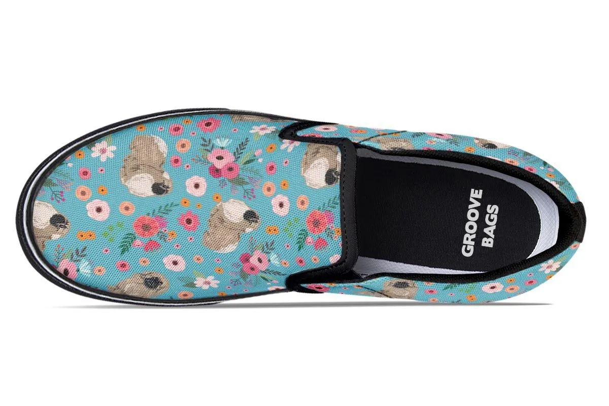 Pekingese Flower Slip-On Shoes