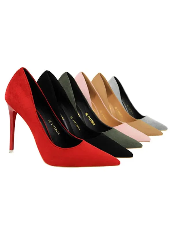 Pointed Toe Suede Stiletto&Pumps