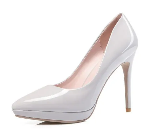 PU Pointed High Heels Court Shoes