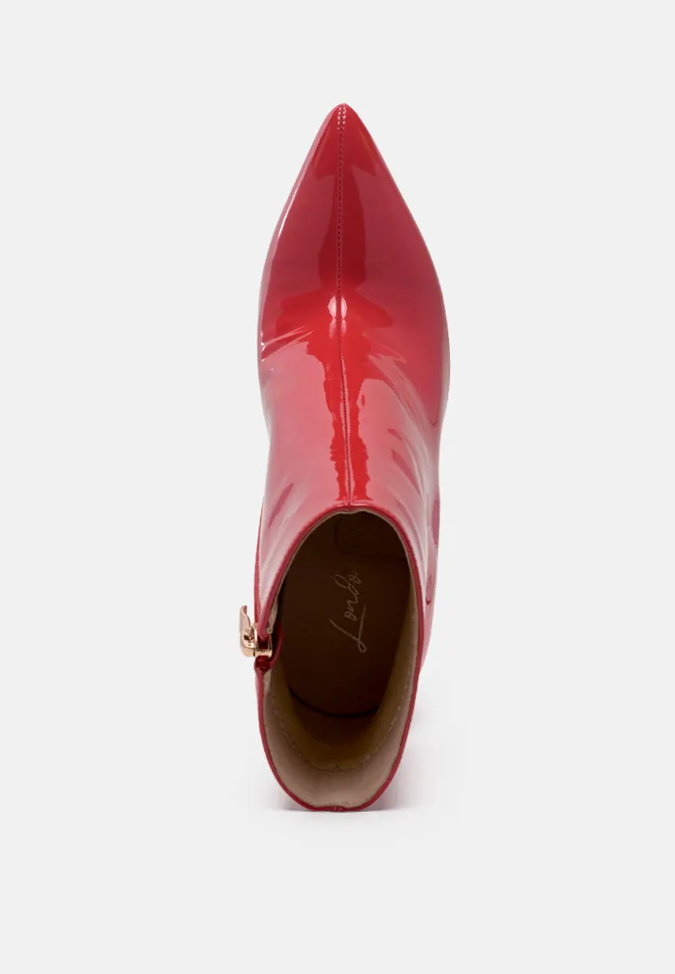 siren shine patent faux leather stiletto boots