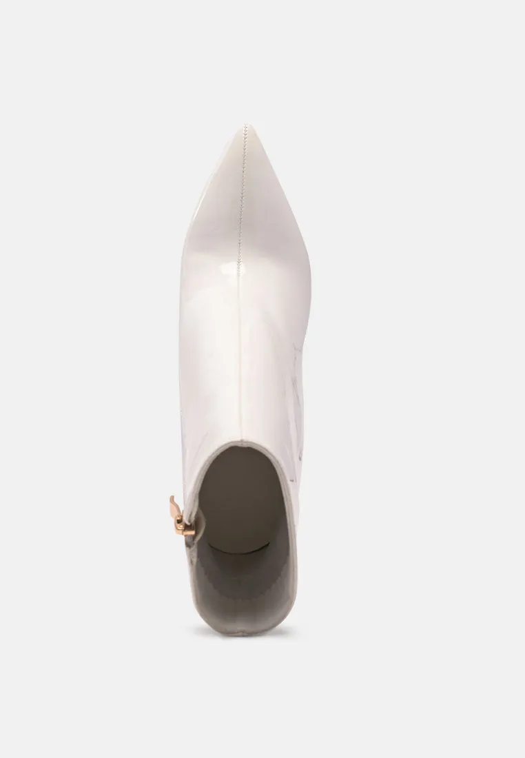 siren shine patent faux leather stiletto boots