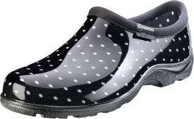 Sloggers Original Waterproof Rain and Garden Shoe for Women Outdoor Slip-On Garden Clog - Made in The USA with Premium Comfort Insole and Arch Support - Polka Dot Print Black and White, Size 8